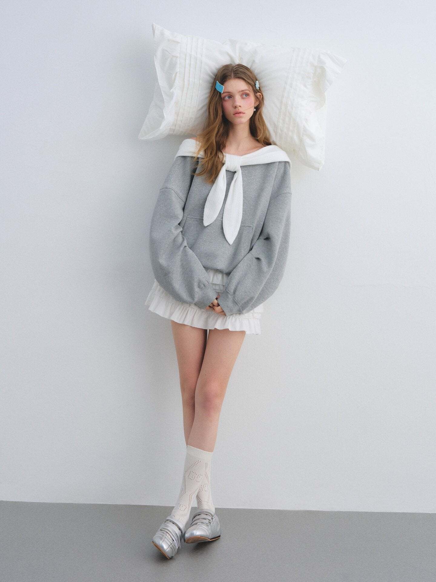 Rabbit Ear Bow Tie Loose Top Rabbit Ear Bow Tie Loose Top