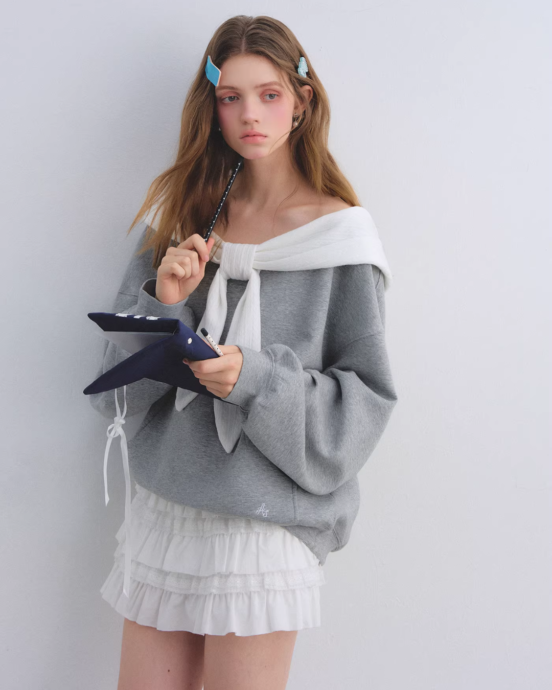 Rabbit Ear Bow Tie Loose Top Rabbit Ear Bow Tie Loose Top