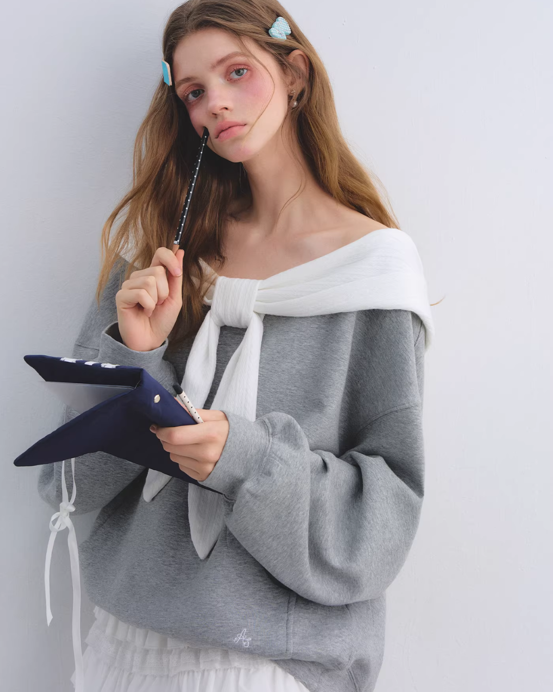 Rabbit Ear Bow Tie Loose Top Rabbit Ear Bow Tie Loose Top