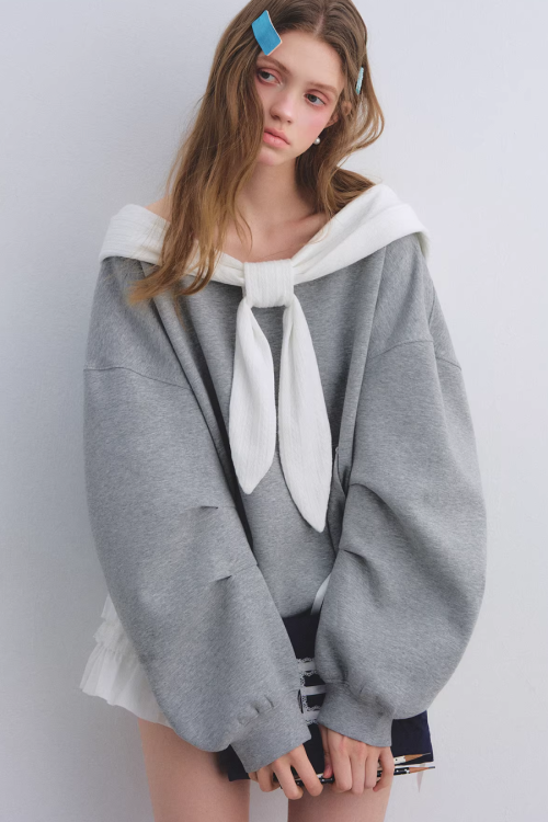 Rabbit Ear Bow Tie Loose Top