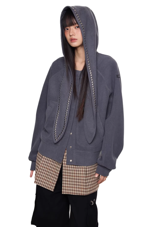Rabbit Ear Studded Hoodie