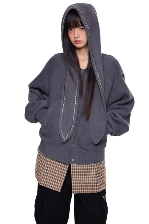 Rabbit Ear Studded Hoodie