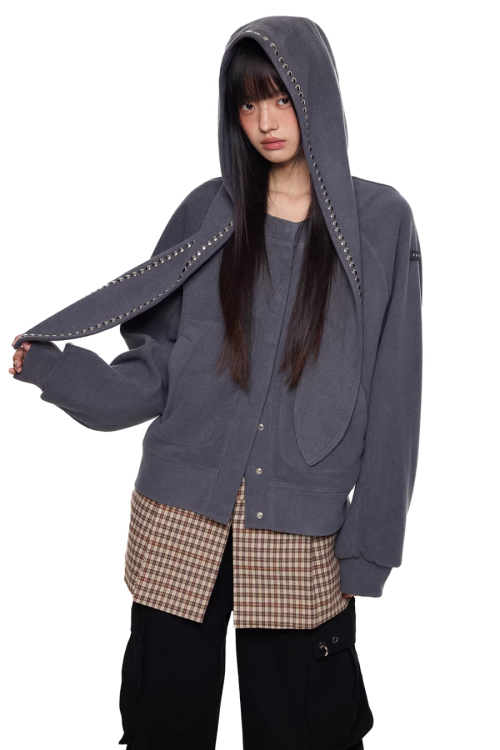 Rabbit Ear Studded Hoodie