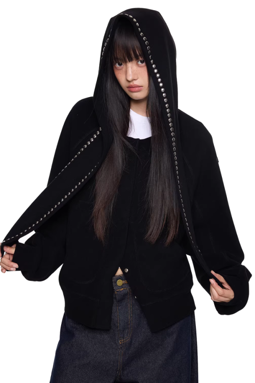 Rabbit Ear Studded Hoodie