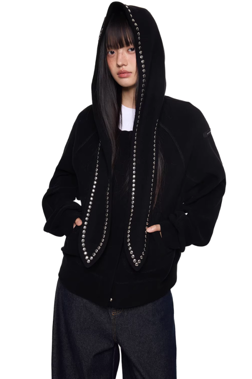 Rabbit Ear Studded Hoodie
