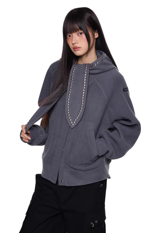 Rabbit Ear Studded Hoodie