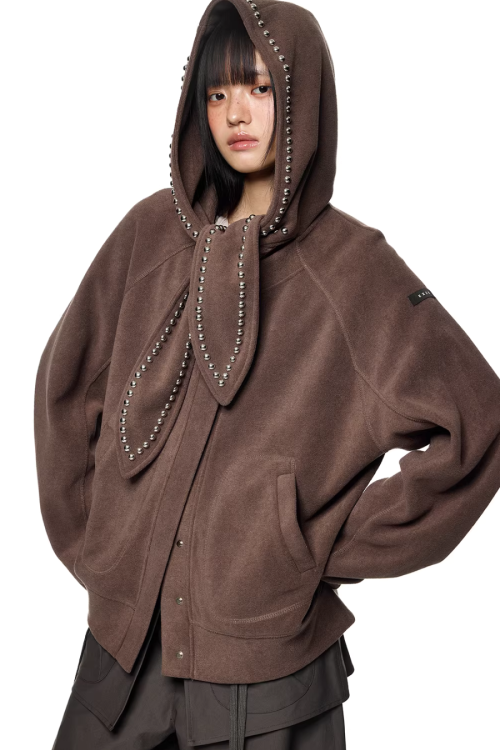 Rabbit Ear Studded Hoodie