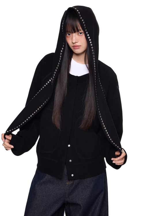 Rabbit Ear Studded Hoodie