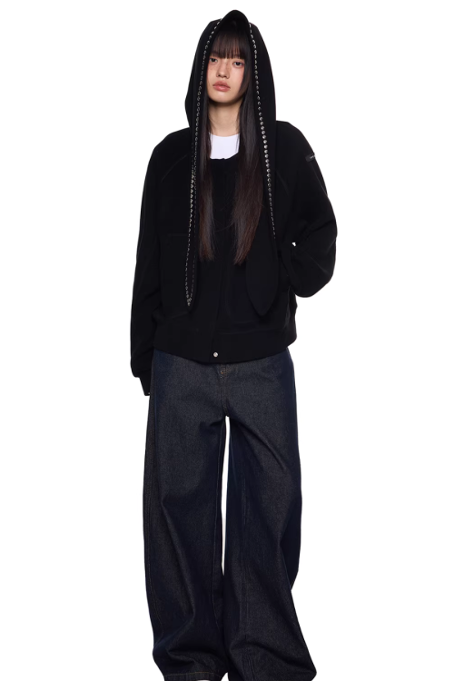 Rabbit Ear Studded Hoodie