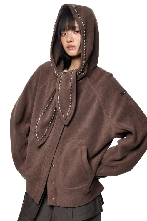 Rabbit Ear Studded Hoodie