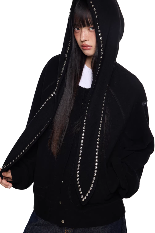 Rabbit Ear Studded Hoodie