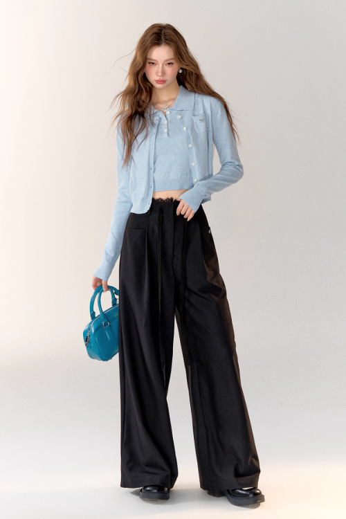 Race Ribbon Loose Slacks Pants