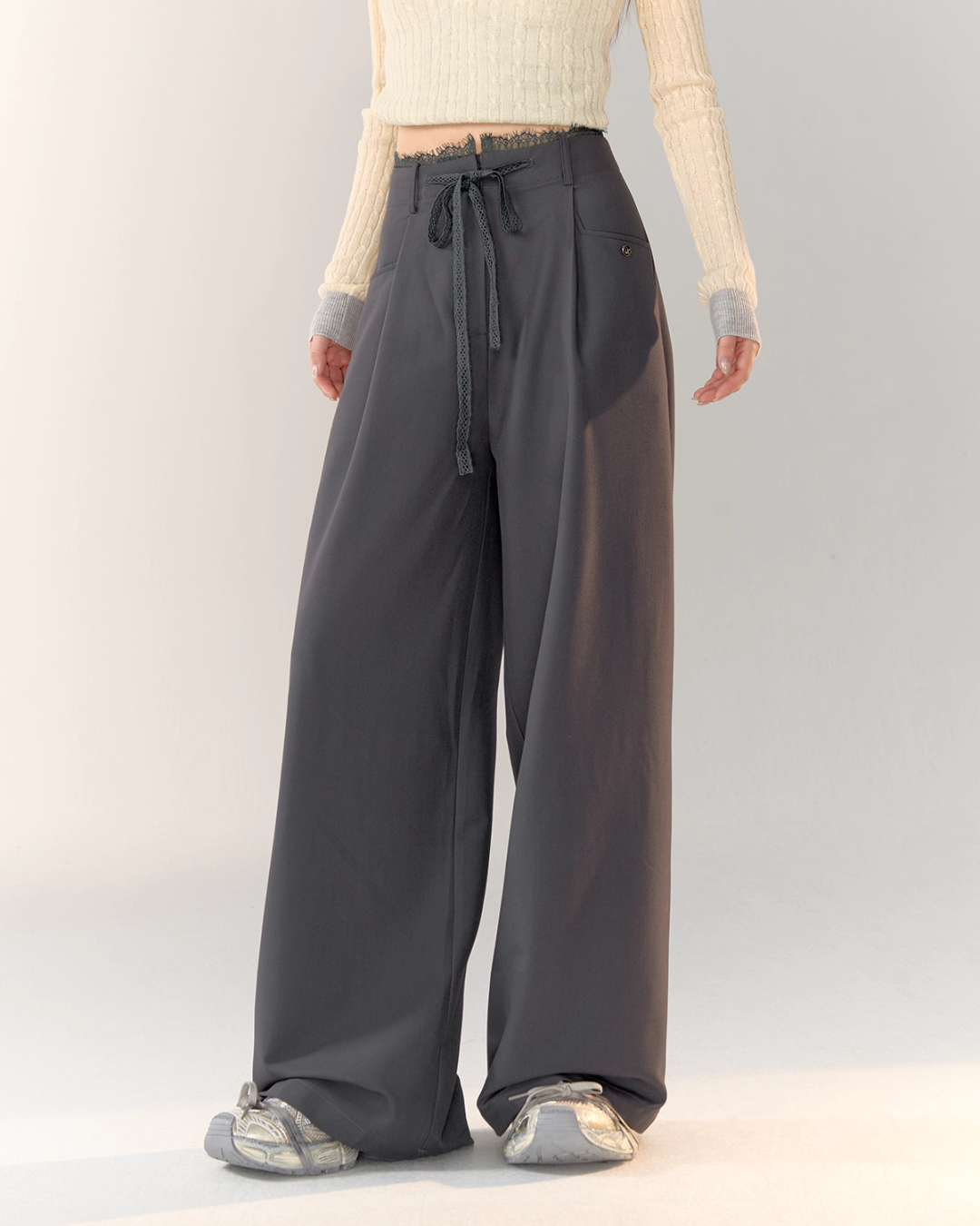 Race Ribbon Loose Slacks Pants Race Ribbon Loose Slacks Pants