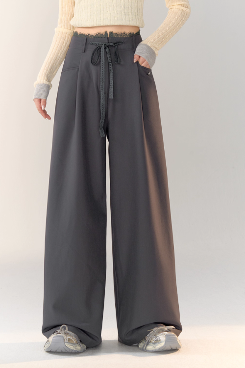 Race Ribbon Loose Slacks Pants