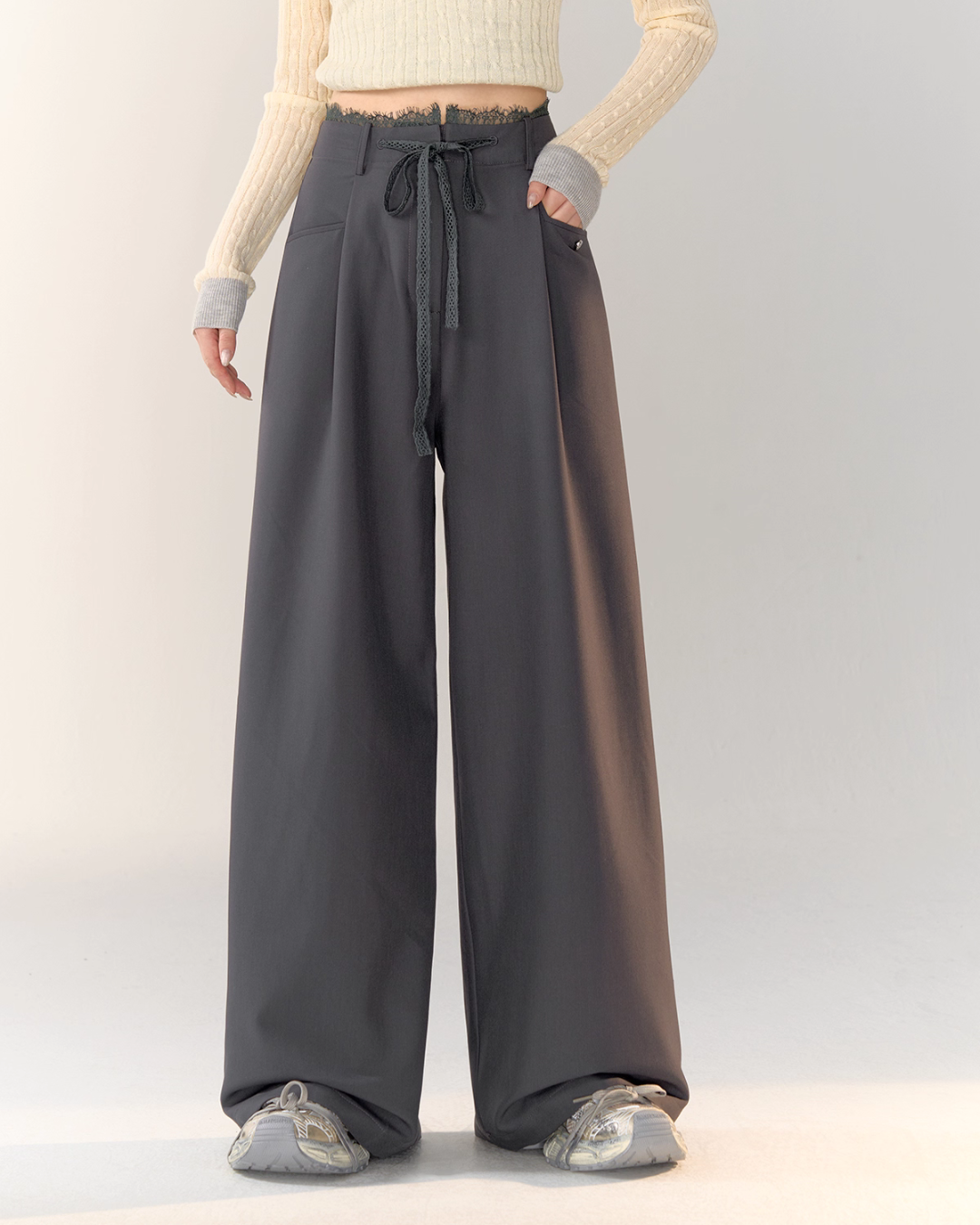 Race Ribbon Loose Slacks Pants Race Ribbon Loose Slacks Pants