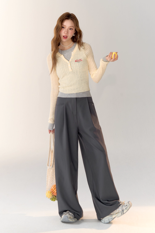 Race Ribbon Loose Slacks Pants