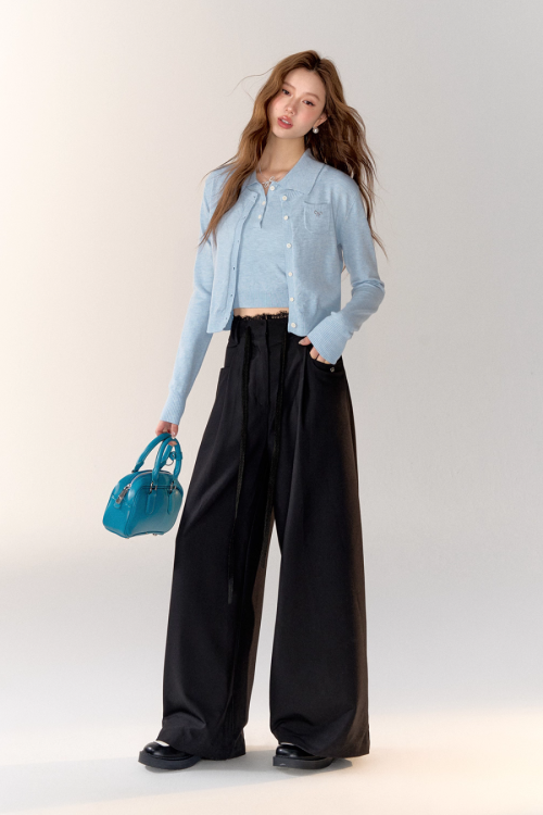 Race Ribbon Loose Slacks Pants