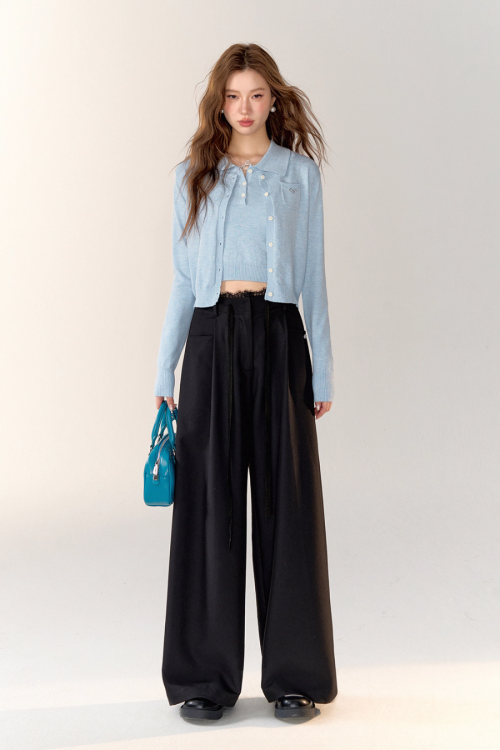 Race Ribbon Loose Slacks Pants