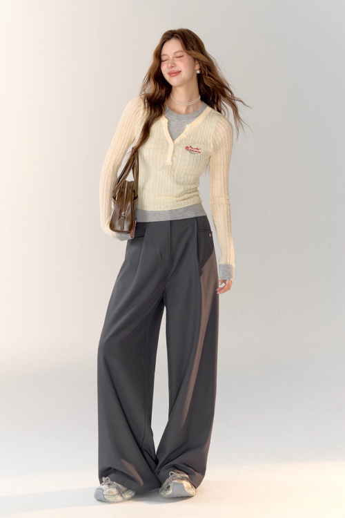 Race Ribbon Loose Slacks Pants