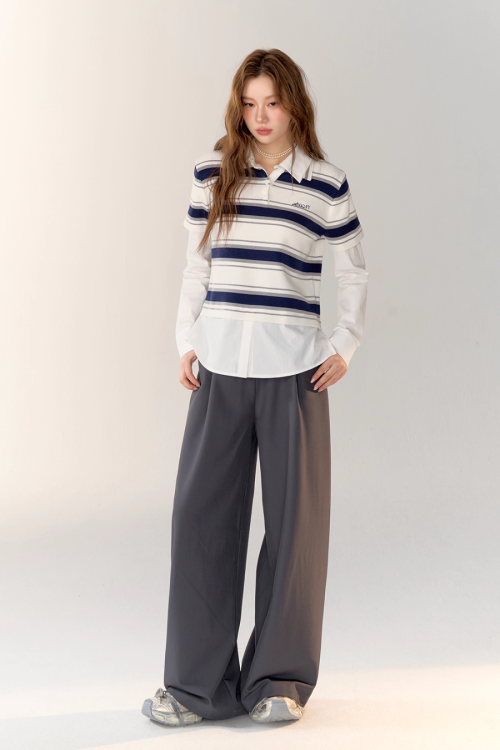 Race Ribbon Loose Slacks Pants