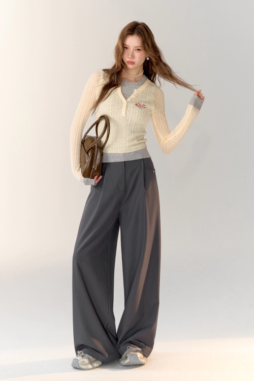 Race Ribbon Loose Slacks Pants