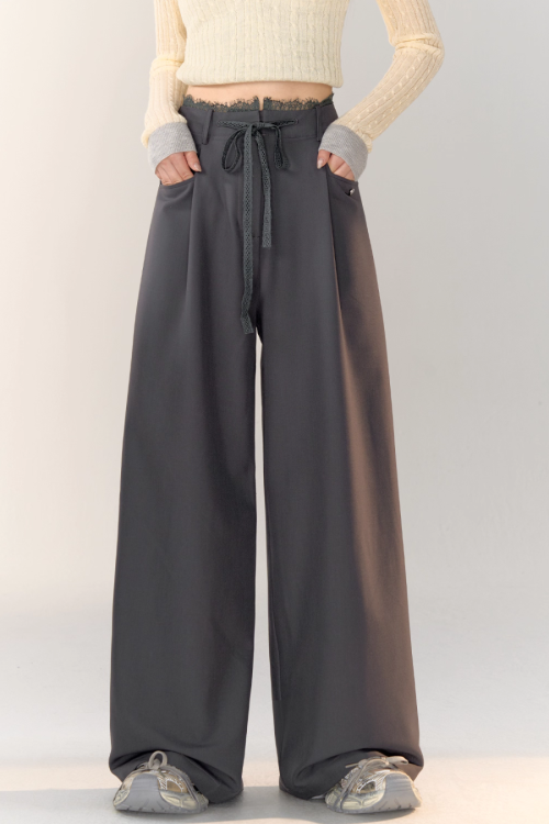 Race Ribbon Loose Slacks Pants