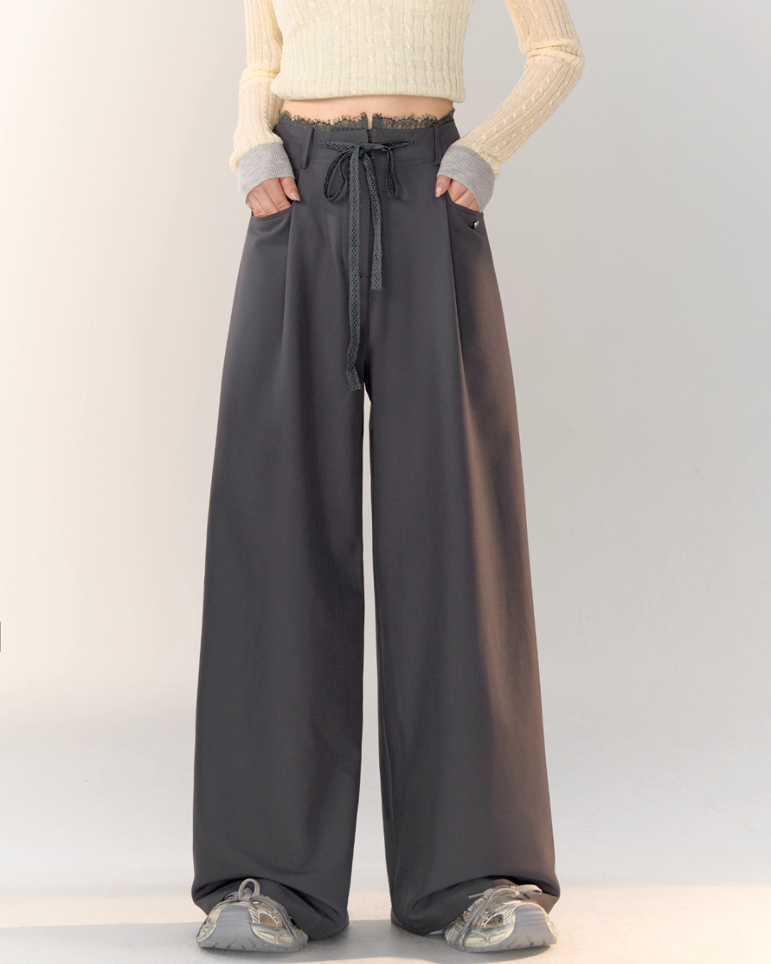 Race Ribbon Loose Slacks Pants Race Ribbon Loose Slacks Pants