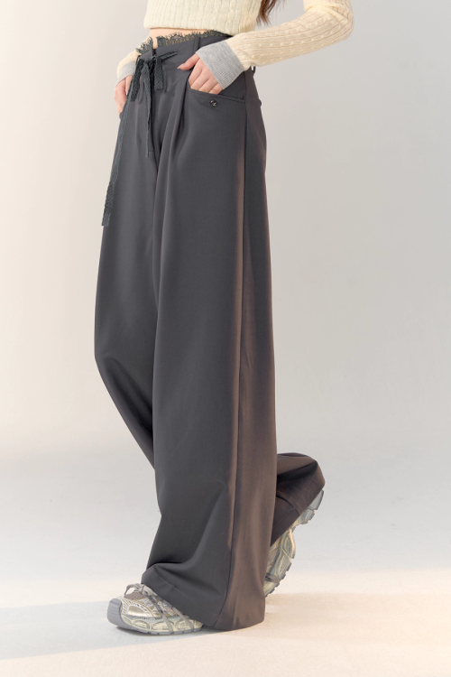 Race Ribbon Loose Slacks Pants