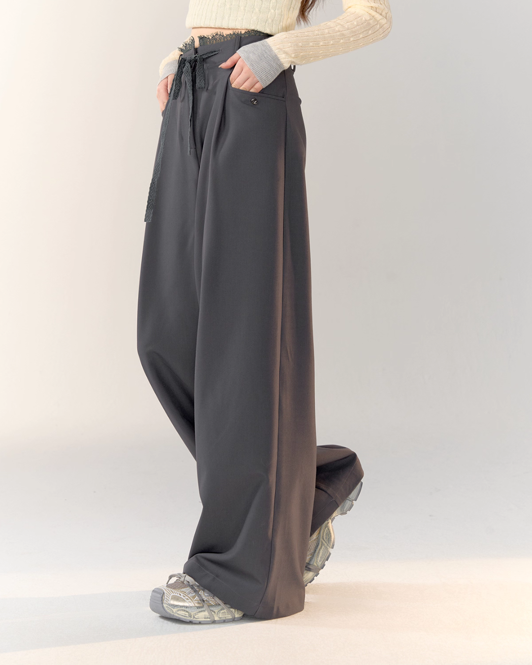 Race Ribbon Loose Slacks Pants Race Ribbon Loose Slacks Pants