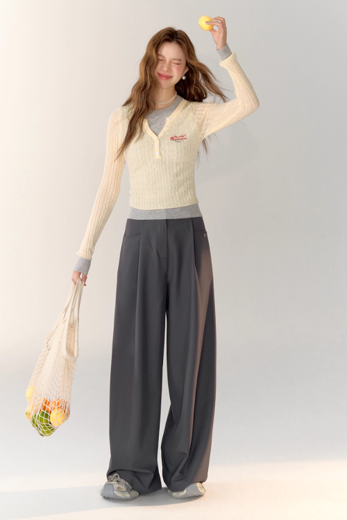 Race Ribbon Loose Slacks Pants
