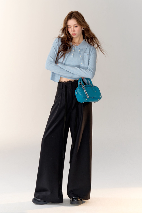 Race Ribbon Loose Slacks Pants