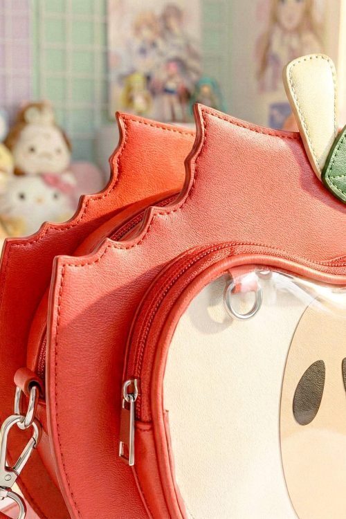 Red Apple Convertible Ita Bag with Clear Window for Plushies and Pins
