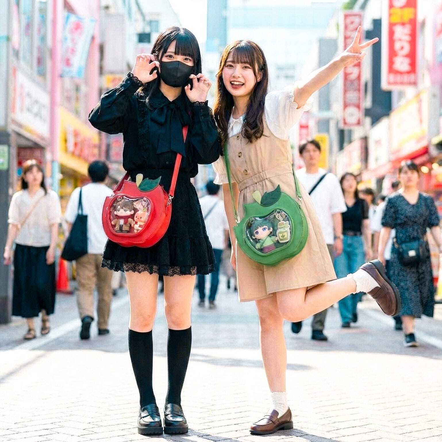 Red Apple Convertible Ita Bag with Clear Window for Plushies and Pins Red Apple Convertible Ita Bag with Clear Window for Plushies and Pins