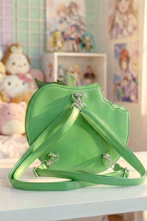 Red Apple Convertible Ita Bag with Clear Window for Plushies and Pins