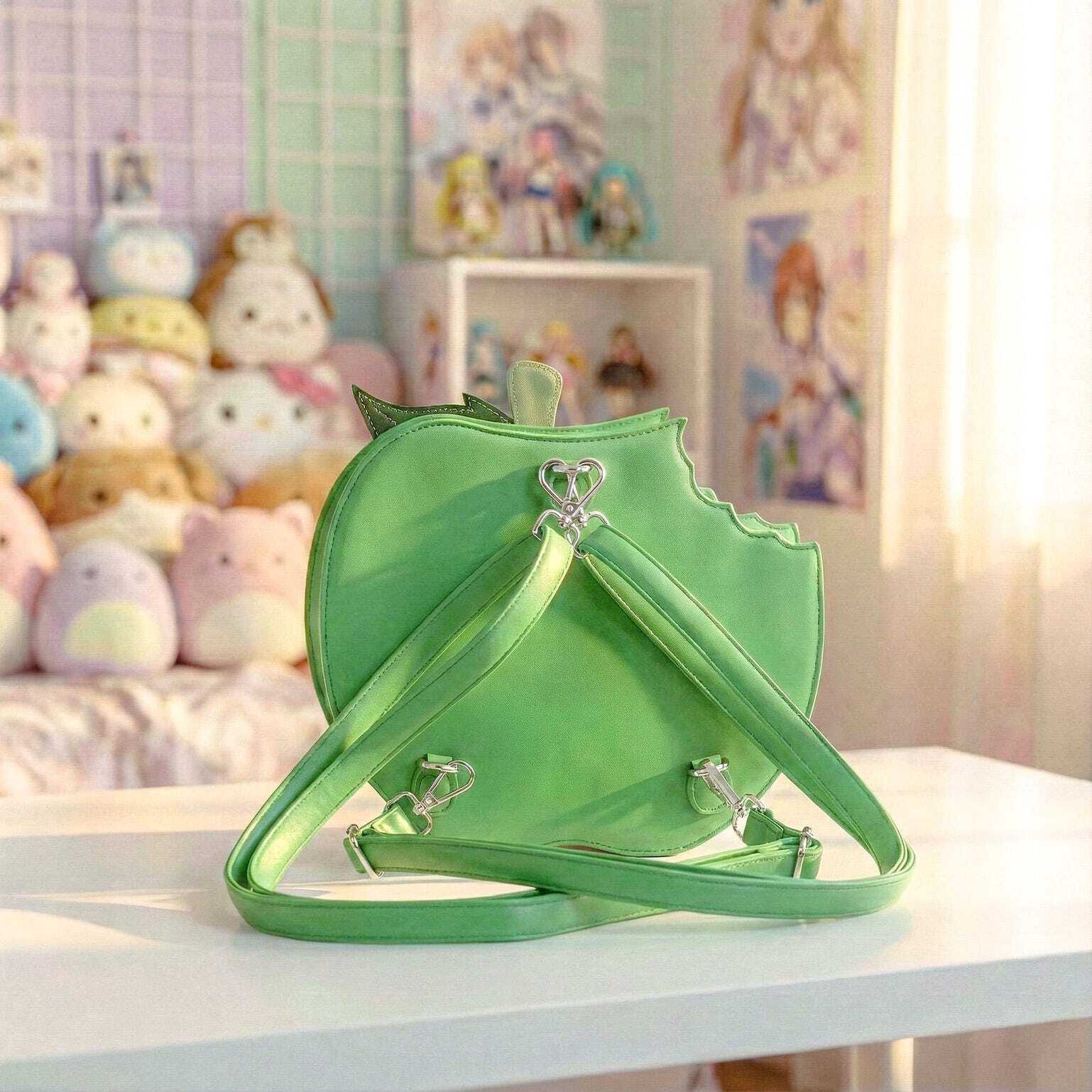 Red Apple Convertible Ita Bag with Clear Window for Plushies and Pins Red Apple Convertible Ita Bag with Clear Window for Plushies and Pins