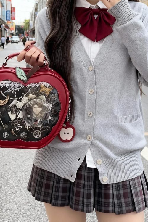 Red Apple Ita Backpack with Clear Window for Plushies and Pins