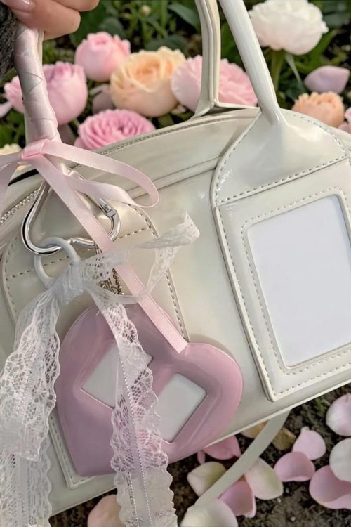 Red Kawaii Convertible Ita Bag with Clear Window for Pin Display