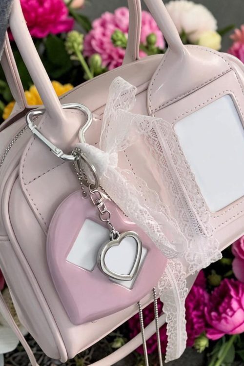 Red Kawaii Convertible Ita Bag with Clear Window for Pin Display