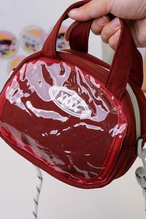 Red Kawaii Convertible Ita Bag with Clear Window for Plushies and Pins