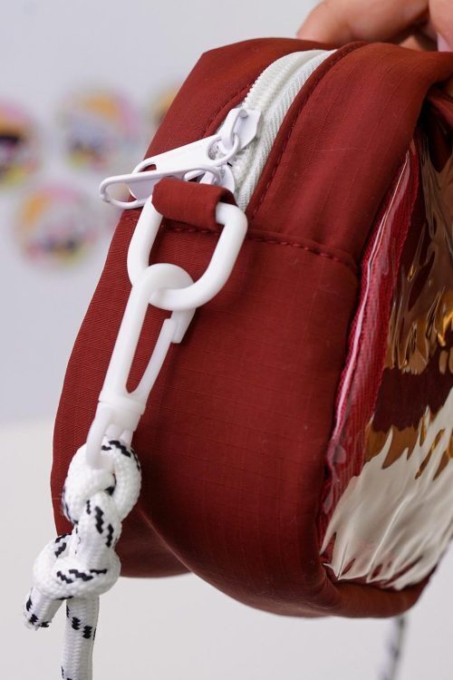 Red Kawaii Convertible Ita Bag with Clear Window for Plushies and Pins