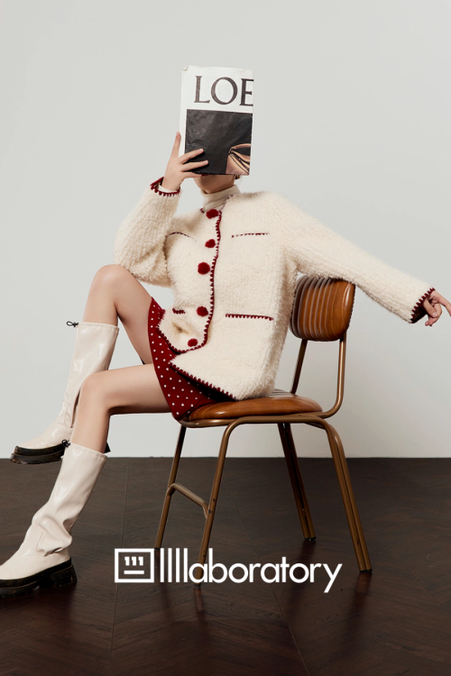 Red Pom-Pom Coat / Red Polka Dot Skirt