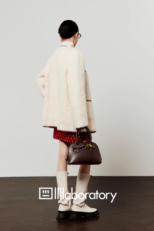 Red Pom-Pom Coat / Red Polka Dot Skirt