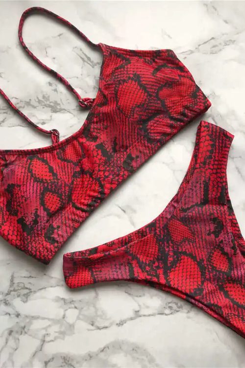 Red Snake Bikini Set