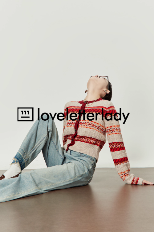 Red Striped Jacquard Knit