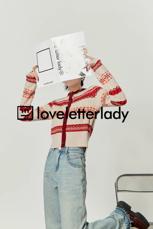 Red Striped Jacquard Knit