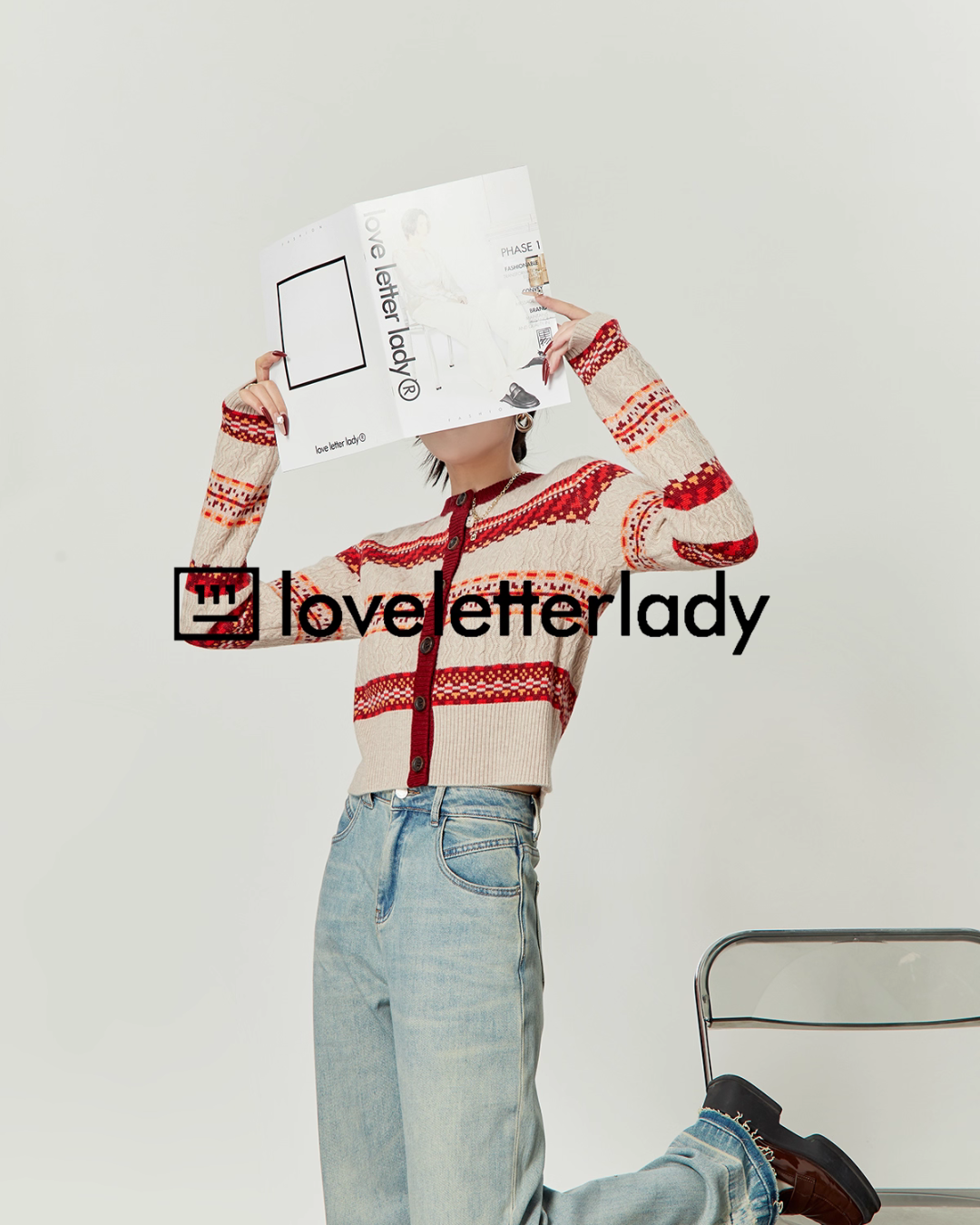 Red Striped Jacquard Knit Red Striped Jacquard Knit