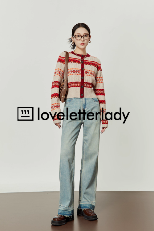 Red Striped Jacquard Knit