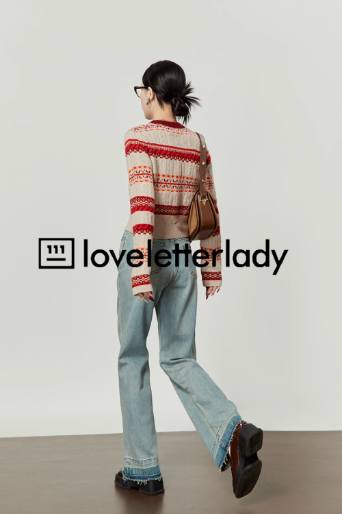 Red Striped Jacquard Knit