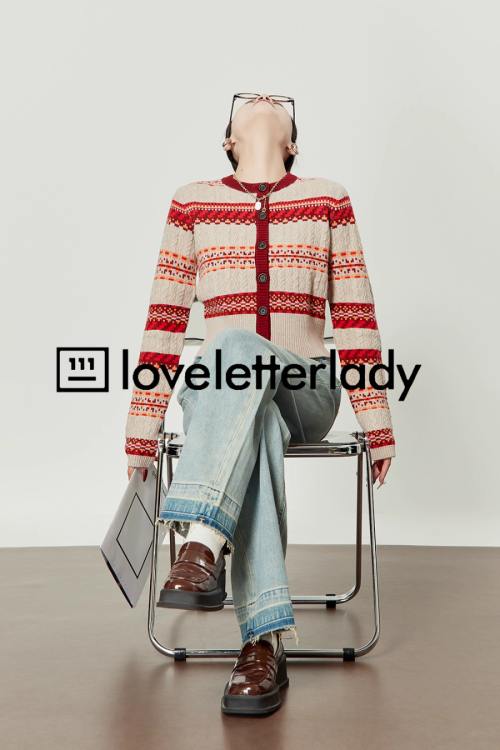 Red Striped Jacquard Knit