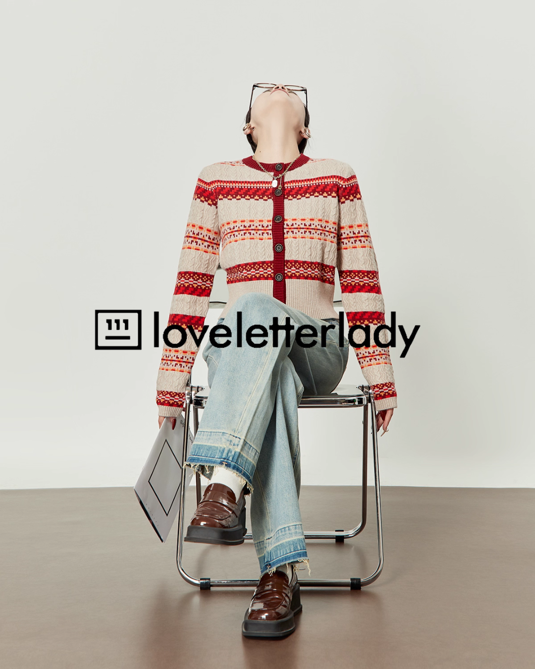 Red Striped Jacquard Knit Red Striped Jacquard Knit